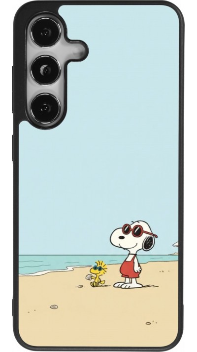Coque Samsung Galaxy S25 - Silicone rigide noir Snoopy on the beach Summer 2026