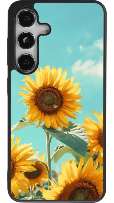 Coque Samsung Galaxy S25 - Silicone rigide noir Sunflowers Summer 2026