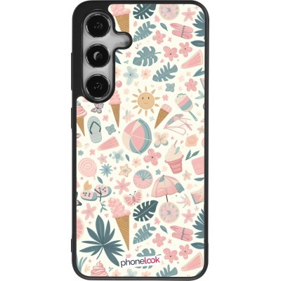 Coque Samsung Galaxy S25 - Silicone rigide noir Summer Pink Pattern