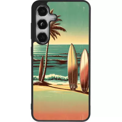 Coque Samsung Galaxy S25 - Silicone rigide noir Surf Paradise