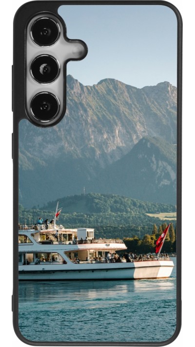 Samsung Galaxy S25 Case Hülle - Silikon schwarz  Nationalfeiertag Schweiz Bateau Leman
