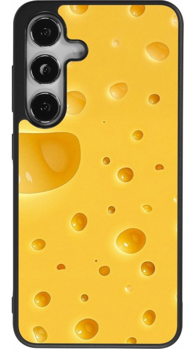 Samsung Galaxy S25 Case Hülle - Silikon schwarz  Nationalfeiertag Schweiz Cheese