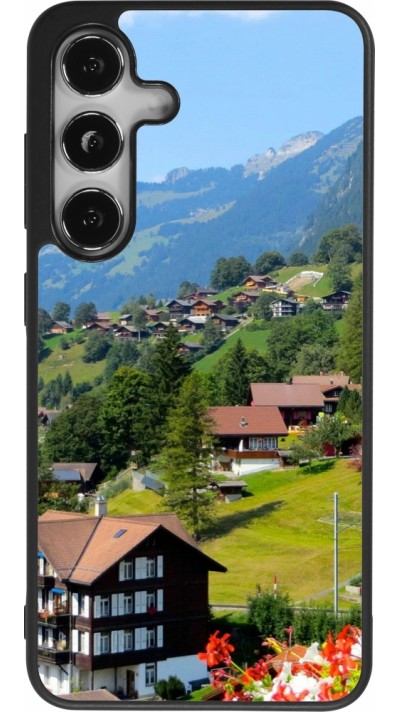 Samsung Galaxy S25 Case Hülle - Silikon schwarz  Nationalfeiertag Schweiz Landschaft