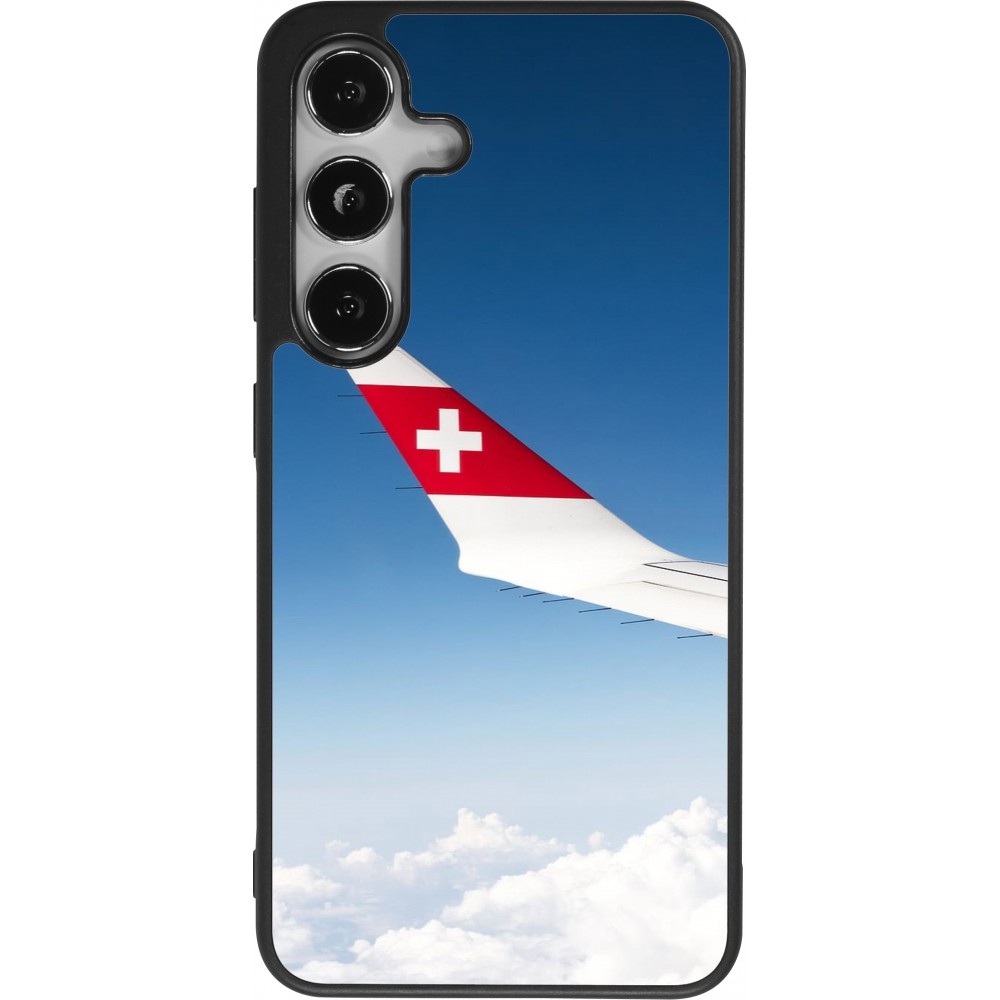 Samsung Galaxy S25 Case Hülle - Silikon schwarz  Schweizer Nationalfeiertag Sky Swiss Flag