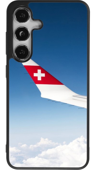 Samsung Galaxy S25 Case Hülle - Silikon schwarz  Schweizer Nationalfeiertag Sky Swiss Flag