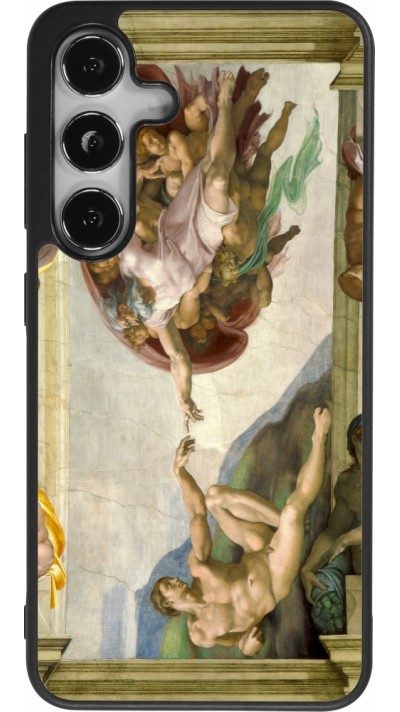 Coque Samsung Galaxy S25 - Silicone rigide noir Tableau art - La Création d’Adam - Michel-Ange