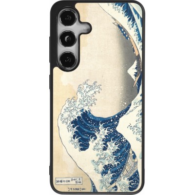 Coque Samsung Galaxy S25 - Silicone rigide noir Tableau art - La Grande Vague de Kanagawa - Hokusai