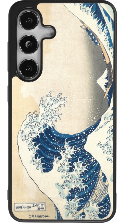 Coque Samsung Galaxy S25 - Silicone rigide noir Tableau art - La Grande Vague de Kanagawa - Hokusai