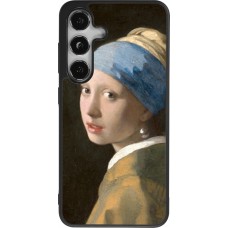 Coque Samsung Galaxy S25 - Silicone rigide noir Tableau art - La Jeune fille à la perle - Johannes Vermeer