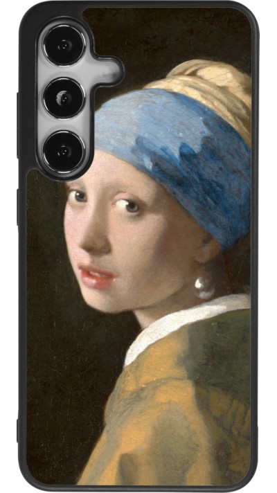 Coque Samsung Galaxy S25 - Silicone rigide noir Tableau art - La Jeune fille à la perle - Johannes Vermeer