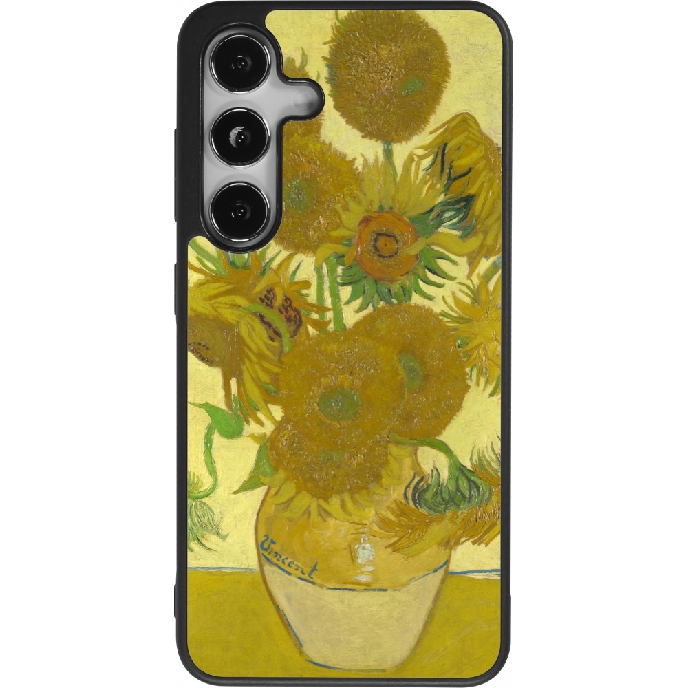 Coque Samsung Galaxy S25 - Silicone rigide noir Tableau art - Les Tournesols - Van Gogh