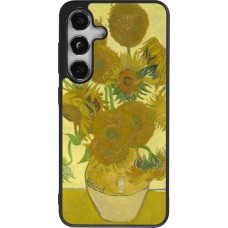 Coque Samsung Galaxy S25 - Silicone rigide noir Tableau art - Les Tournesols - Van Gogh