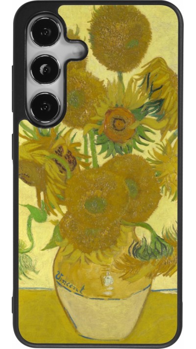 Coque Samsung Galaxy S25 - Silicone rigide noir Tableau art - Les Tournesols - Van Gogh