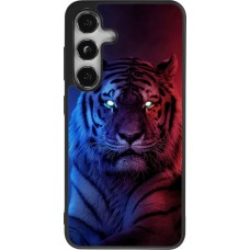 Coque Samsung Galaxy S25 - Silicone rigide noir Tiger Blue Red