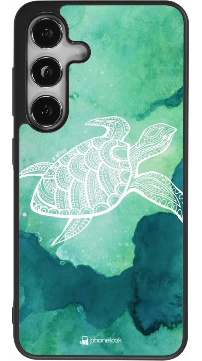 Samsung Galaxy S25 Case Hülle - Silikon schwarz Turtle Aztec Watercolor