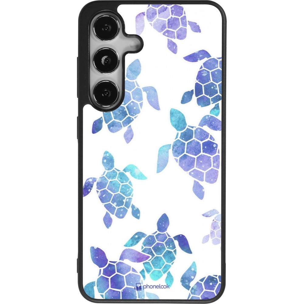 Samsung Galaxy S25 Case Hülle - Silikon schwarz Turtles pattern watercolor