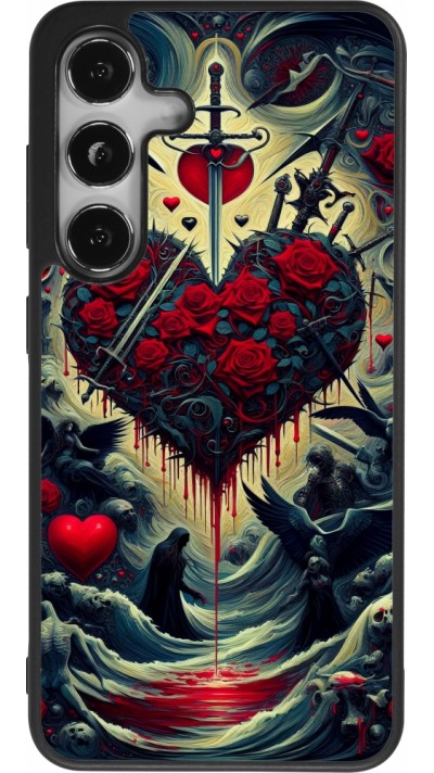 Samsung Galaxy S25 Case Hülle - Silikon schwarz Dunkle Liebe Herz Blut