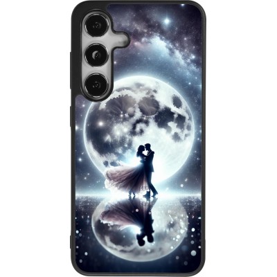 Coque Samsung Galaxy S25 - Silicone rigide noir Valentine 2024 Love under the moon