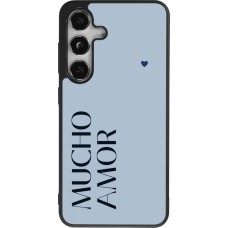 Coque Samsung Galaxy S25 - Silicone rigide noir Valentine 2024 mucho amor azul