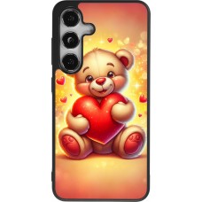 Coque Samsung Galaxy S25 - Silicone rigide noir Valentine 2024 Teddy love