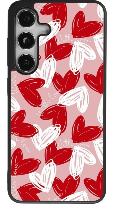Samsung Galaxy S25 Case Hülle - Silikon schwarz Valentine 2024 with love heart