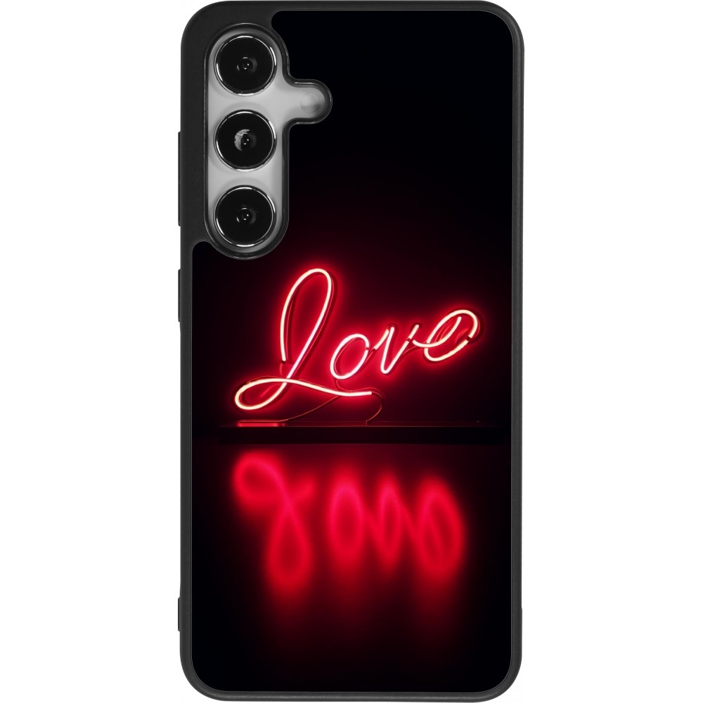 Samsung Galaxy S25 Case Hülle - Silikon schwarz Valentine 2025 Neon Liebe