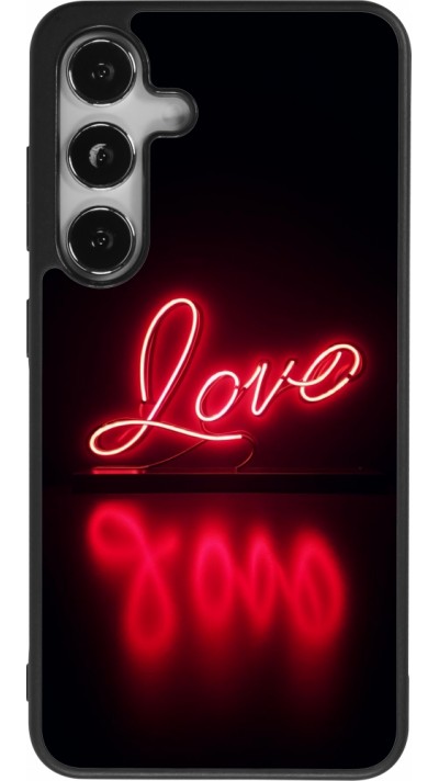Samsung Galaxy S25 Case Hülle - Silikon schwarz Valentine 2025 Neon Liebe