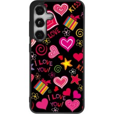 Coque Samsung Galaxy S25 - Silicone rigide noir Valentine 2023 love symbols