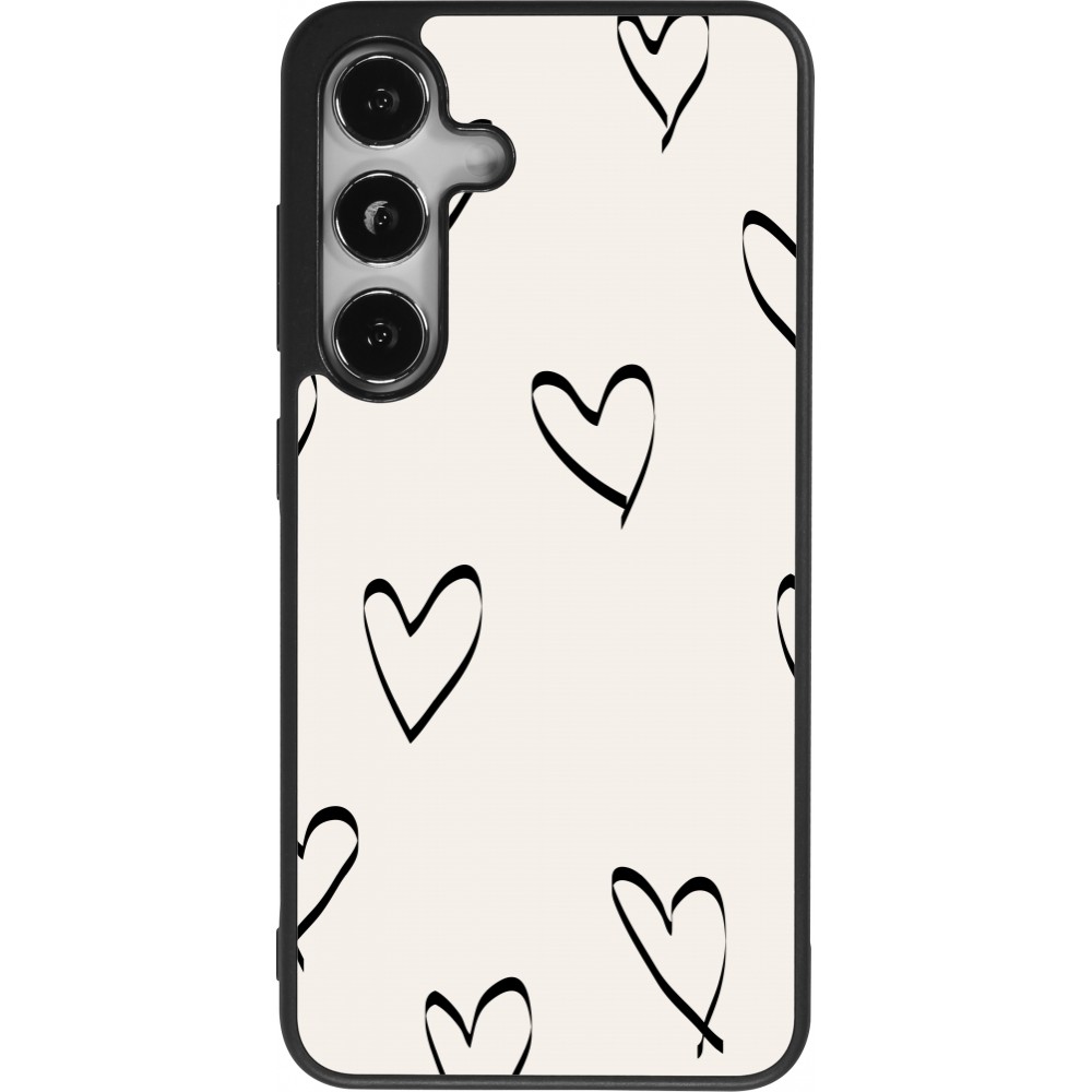 Coque Samsung Galaxy S25 - Silicone rigide noir Valentine 2023 minimalist hearts