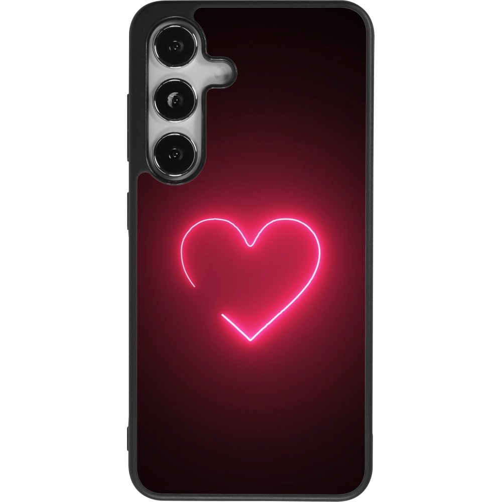 Samsung Galaxy S25 Case Hülle - Silikon schwarz Valentine 2023 single neon heart