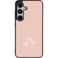 Coque Samsung Galaxy S25 - Silicone rigide noir Valentine 2023 three minimalist hearts
