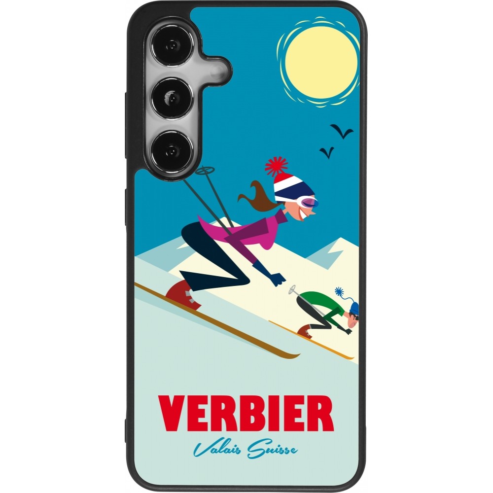 Samsung Galaxy S25 Case Hülle - Silikon schwarz Verbier Ski Downhill