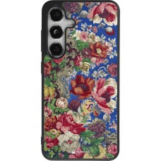 Samsung Galaxy S25 Case Hülle - Silikon schwarz Vintage Art Flowers
