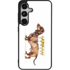 Coque Samsung Galaxy S25 - Silicone rigide noir Wine Teckel