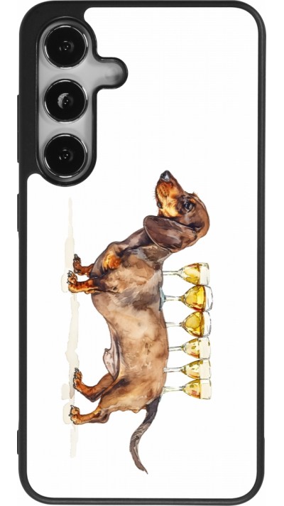 Coque Samsung Galaxy S25 - Silicone rigide noir Wine Teckel