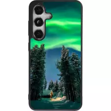 Coque Samsung Galaxy S25 - Silicone rigide noir Winter 22 Northern Lights