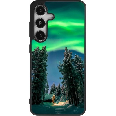 Coque Samsung Galaxy S25 - Silicone rigide noir Winter 22 Northern Lights