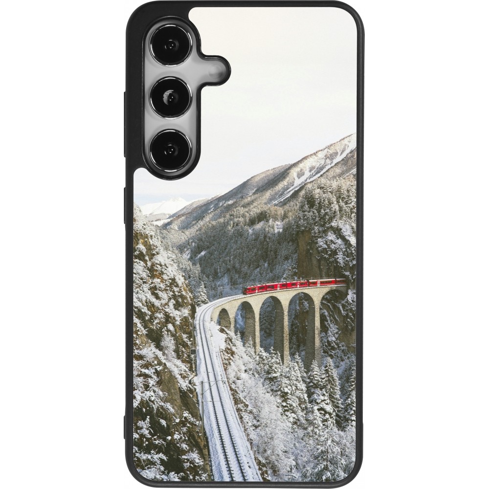 Coque Samsung Galaxy S25 - Silicone rigide noir Winter 25 Winter polar express