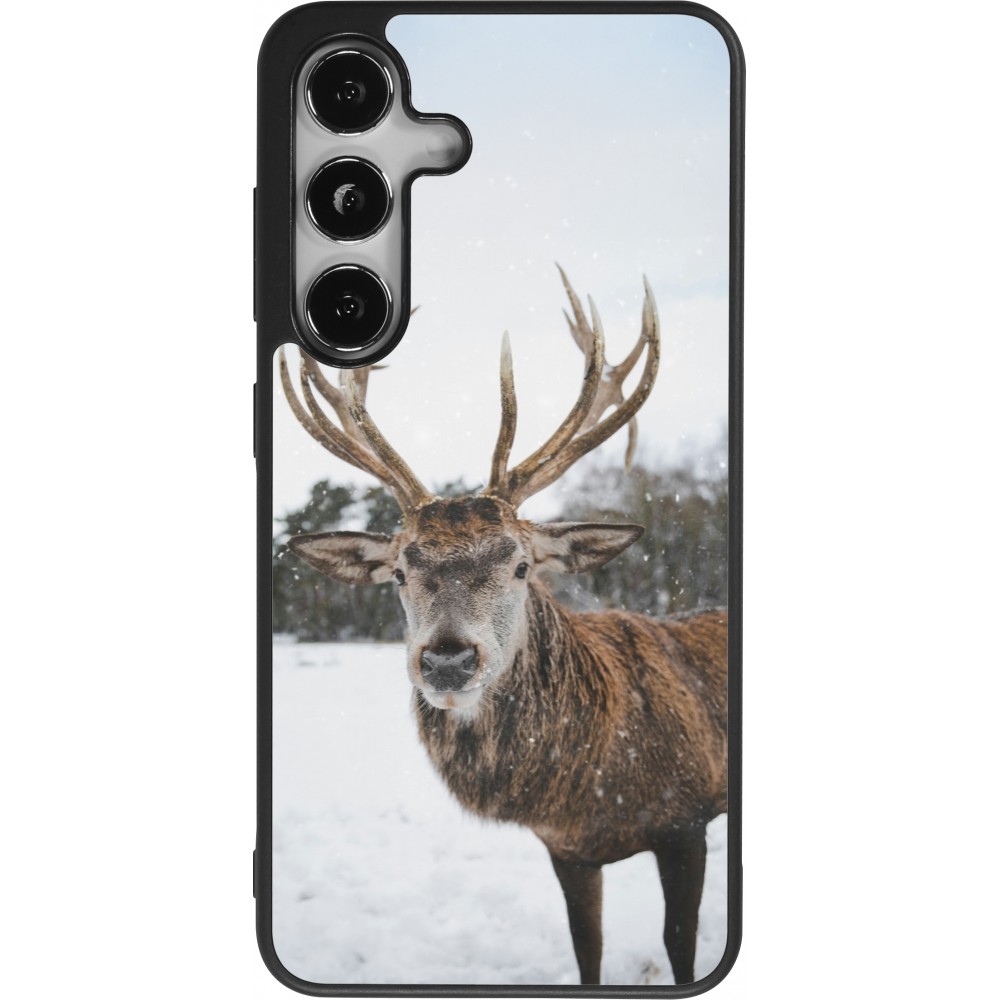 Coque Samsung Galaxy S25 - Silicone rigide noir Winter 25 Winter reindeer