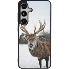 Coque Samsung Galaxy S25 - Silicone rigide noir Winter 25 Winter reindeer