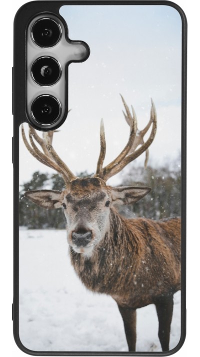 Coque Samsung Galaxy S25 - Silicone rigide noir Winter 25 Winter reindeer