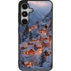 Coque Samsung Galaxy S25 - Silicone rigide noir Winter 25 Winter snowy village
