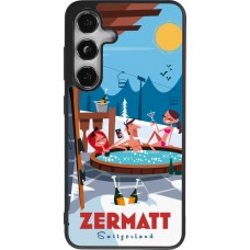 Coque Samsung Galaxy S25 - Silicone rigide noir Zermatt Mountain Jacuzzi