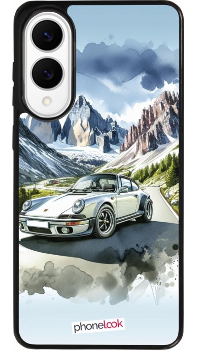 Coque Samsung Galaxy S25 Edge - Silicone rigide noir Porsche 911 Mountain Watercolor