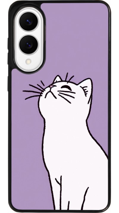 Samsung Galaxy S25 Edge Case Hülle - Silikon schwarz Chat auf lila Hintergrund