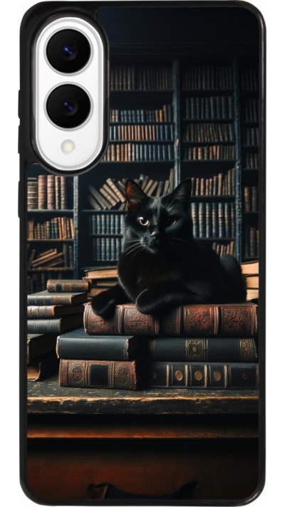 Samsung Galaxy S25 Edge Case Hülle - Silikon schwarz Katze Bücher dunkel