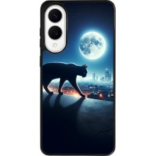 Samsung Galaxy S25 Edge Case Hülle - Silikon schwarz Schwarze Katze unter dem Vollmond
