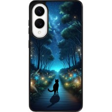 Samsung Galaxy S25 Edge Case Hülle - Silikon schwarz Schwarze Katze Spaziergang