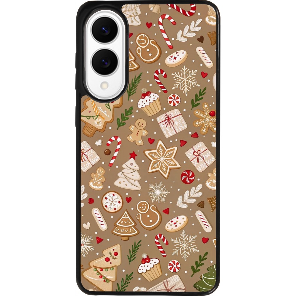 Samsung Galaxy S25 Edge Case Hülle - Silikon schwarz Christmas 25 Pattern Ginger Cookie