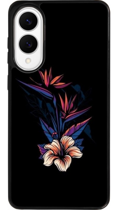 Coque Samsung Galaxy S25 Edge - Silicone rigide noir Dark Flowers